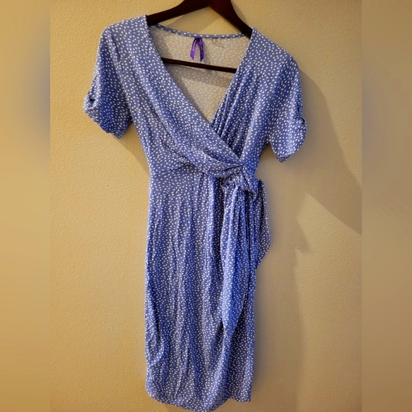 Seraphine Size 4 White and Blue Polka Dot Maternity Nursing Dress - Picture 1 of 3